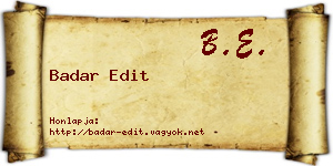 Badar Edit névjegykártya